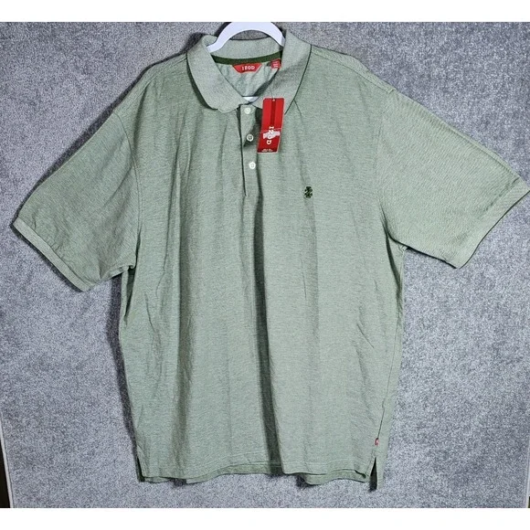 Izod Oxford Polo Shirt Mens Size 2XLT Chive Green Cotton Short Sleeve NWT - Picture 1 of 9